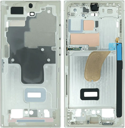 Carcasă De Mijloc Compatibilă Samsung Galaxy S23 Ultra S918 Pachet De Service Crem