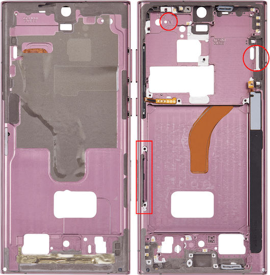 Mittleres Gehäuse Samsung Galaxy S22 Ultra 5G US & Internationale Version Burgunder