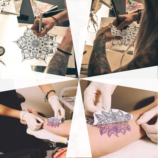 Set 50 Foi de Hârtie de Transfer pentru Tatuaje A4 Carbon Șablon 4 Straturi Termic Fotocopiator Desen Manual Profesional Hârtie Indigo Tatuaj Body Painting Lucrări Diy