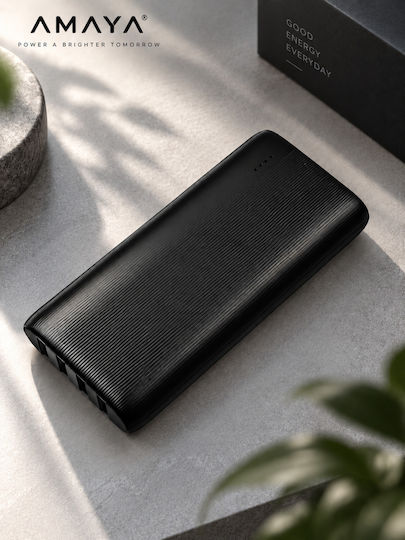 Amaya Apb-p110 Външна Батерия 10000mah 12w Вградени Кабели Led Фенер Черен
