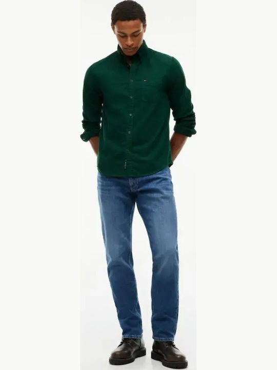 Tommy Hilfiger Cămașă din Catifea Raiată Regular Fit Velvet Green