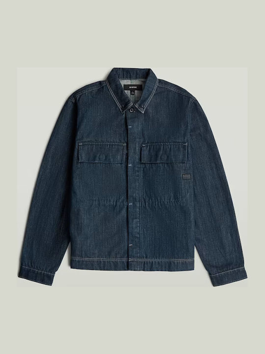 Boxy Clean Overshirt Din Denim cu Mâneci Lungi, Regular Fit, Camo Albastru