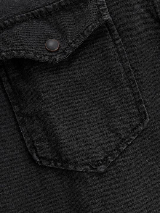 Jjesheridan Дънкова Риза с Дълъг Ръкав и Тясна Кройка Black Denim