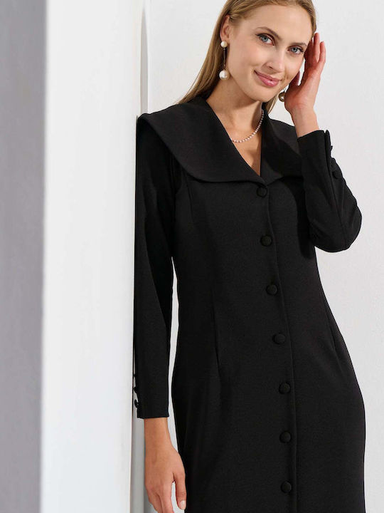 Midi Hemdkleid Schwarz