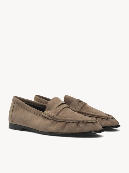 Μπεζ Suede Μοκασίνια Penny Strap