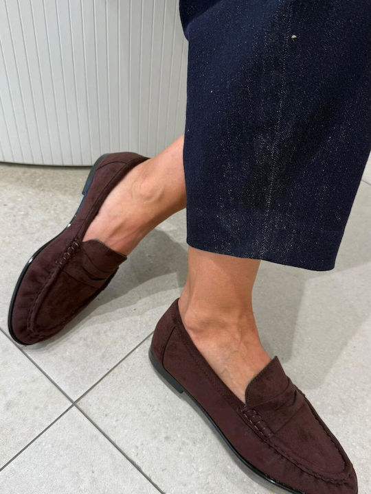 Suede Damen Mokassins in Braune Farbe
