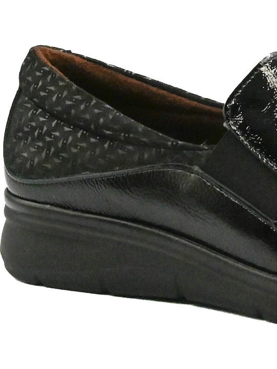 Damen Mokassins Aus Leder in Schwarz Farbe