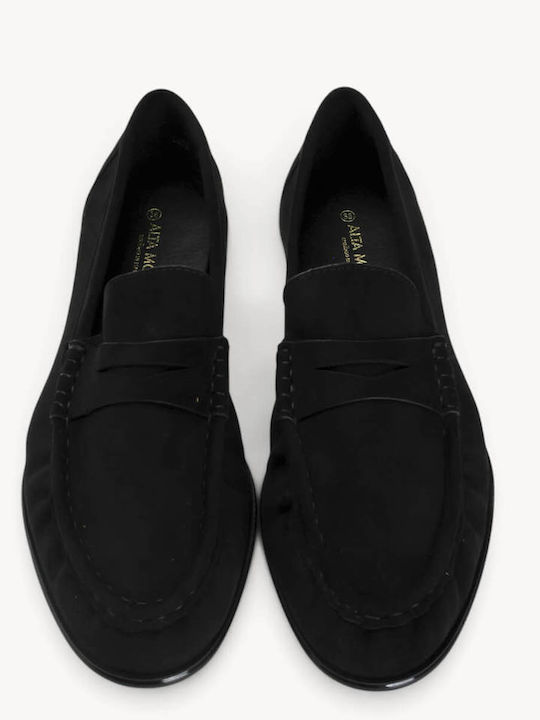 Mocasini Dama De Catifea Negri Penny Strap