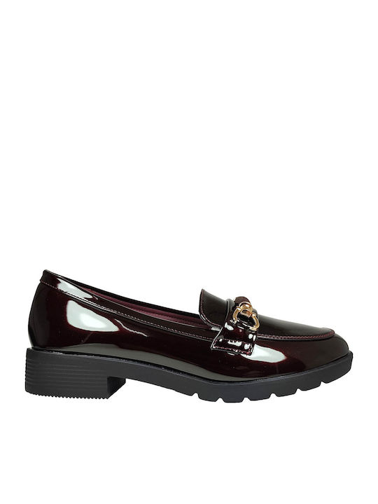 Patent Leather Women's Moccasins in Burgundy Colour