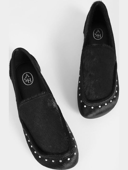 Jasper Pony Leather Women's Loafers in Black Colour