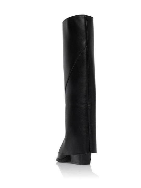 Leather Women's Boots with High Heel Black
