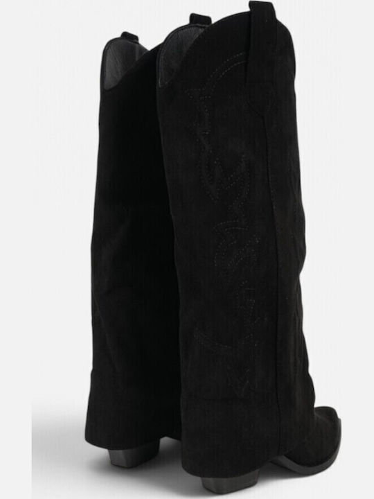Suede Women's Cowboy Black Boots