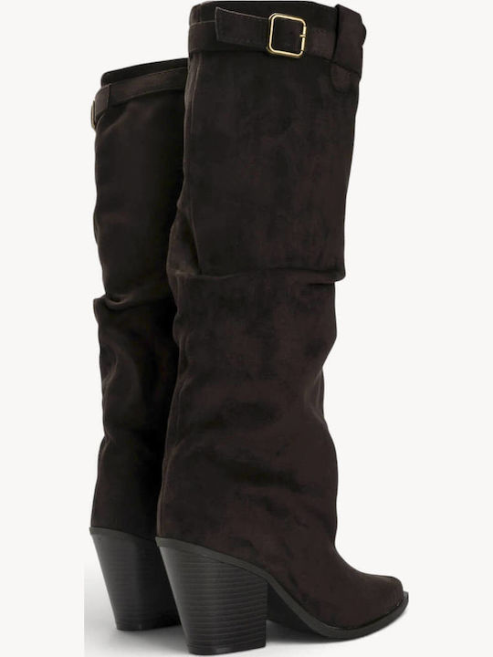 Braune Wildleder Damenstiefel Western Zune Agrapha