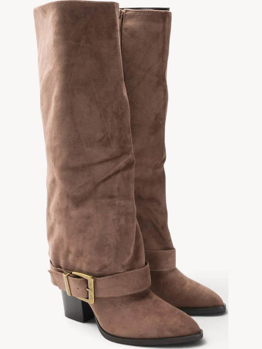 Beige Damenstiefel Statement Aghrafa Vintage Textur