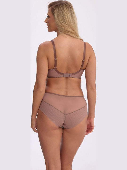 Hoch Taillierter Damen-Slip mit Spitze Braun