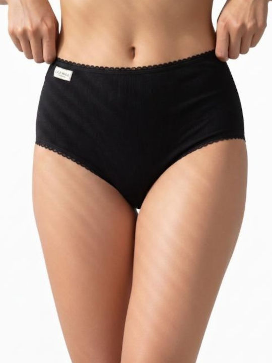 Baumwolle Hohe Taille Damen-Slips MultiPack Schwarz K2503