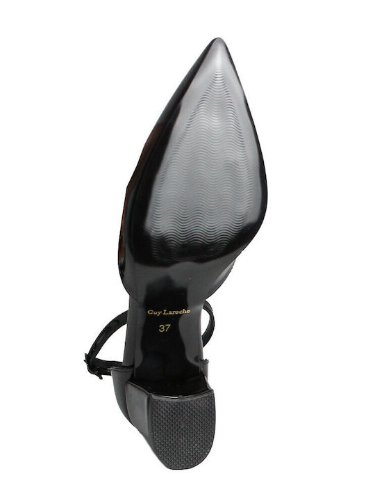 Pantofi cu toc din piele cu toc mediu negre