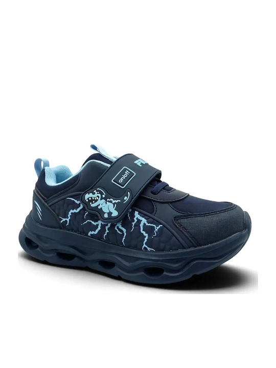 Παιδικά Sneakers με Σκρατς & Φωτάκια Μπλε
