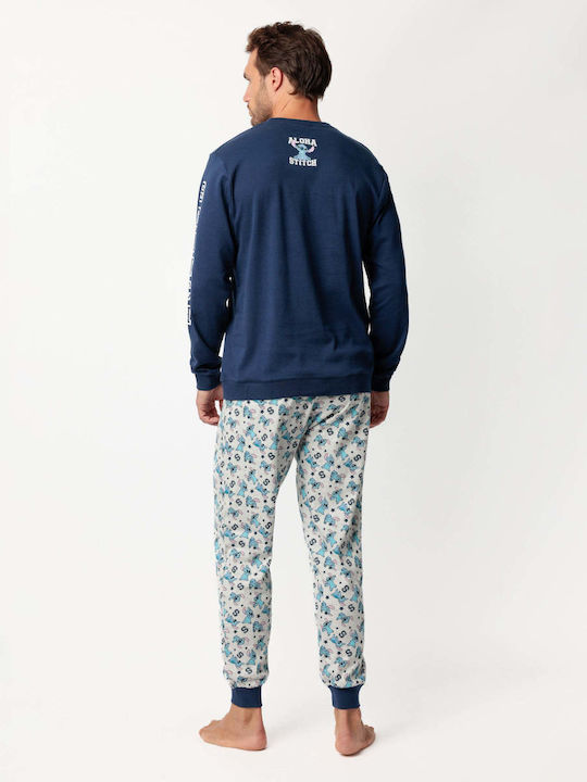 Admas Χειμερινή Ανδρική Πιτζάμα Navy Blue