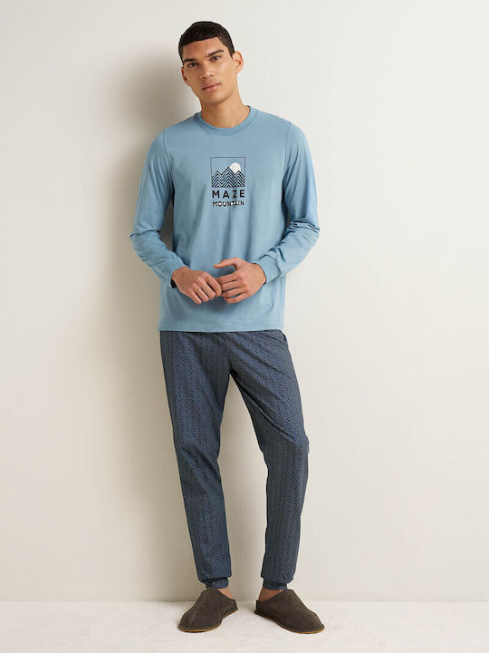 Vamp Winter Herrenpyjama Hellblau