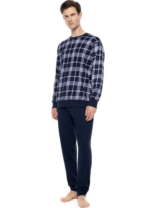 Ulisse Χειμερινή Ανδρική Πιτζάμα Midnight Blue Plaid