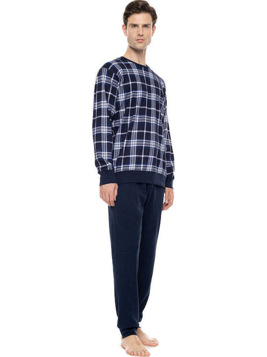 Ulisse Χειμερινή Ανδρική Πιτζάμα Midnight Blue Plaid