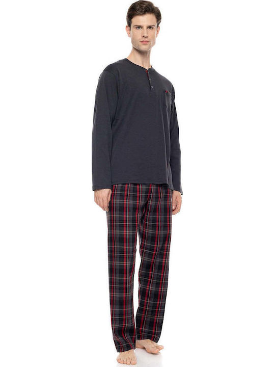 Ulisse Χειμερινή Ανδρική Πιτζάμα Grey Plaid