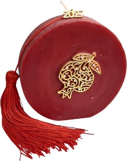 Kalliopi Silver Tabletop New Year's Lucky Charm Red Pomegranate Made of Wax Polish 2027 11x12cm