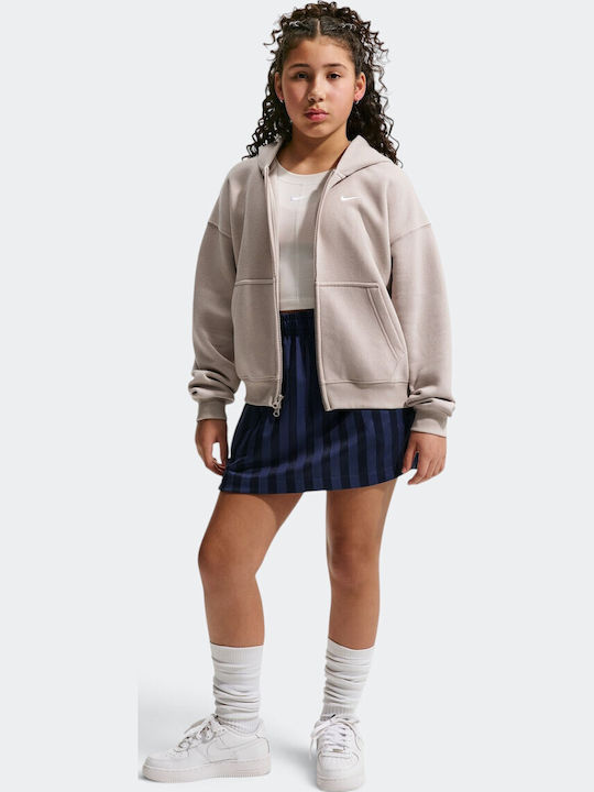 Fleece Kinder-Sweatshirt Strickjacke Gekürzt mit Kapuze Moon Particle / Weiß Sportswear
