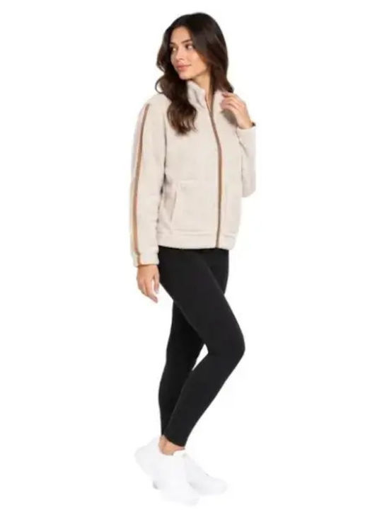 Cardigan Pentru Femei Cu Fermoar Ecru
