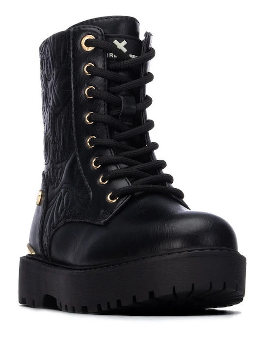 Kinderstiefel mit Schnürsenkeln Schwarz