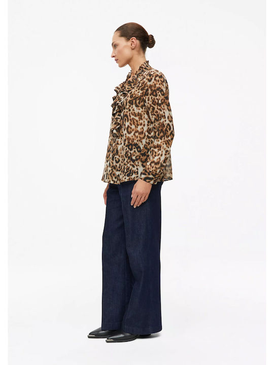 Μακρυμάνικο Γυναικείο Πουκάμισο Καφέ