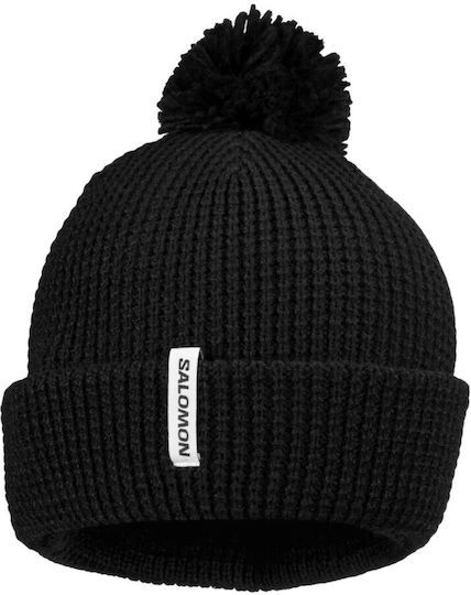 Pom Pom Beanie Damen Strickmütze in Schwarz