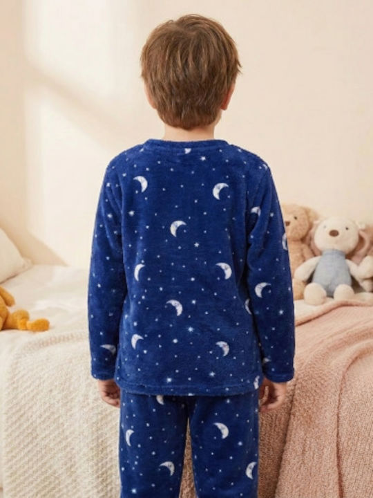 Happy Touch Παιδική Πιτζάμα Χειμωνιάτικη Fleece Μπλε