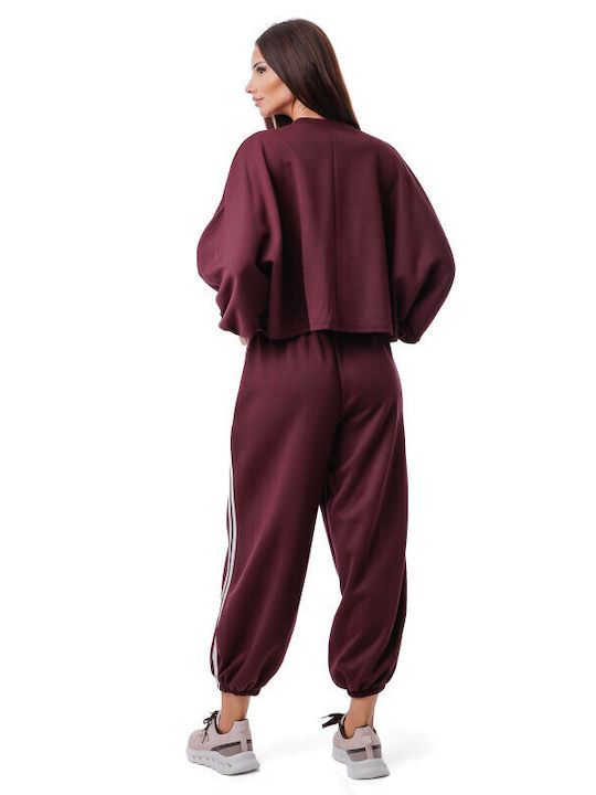 Damen Jogginghosen Burgundisch Set-27-0015