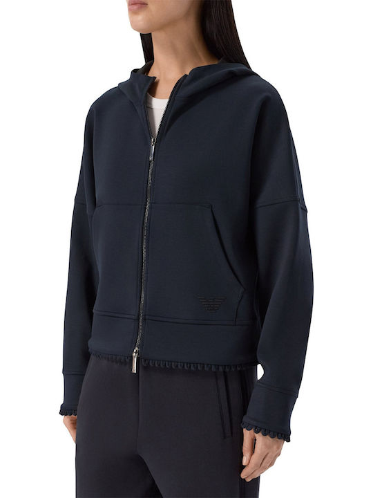 Damen Sweatshirt Strickjacke Blau/Schwarz