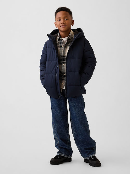 Wasserdichtes Kinder Gestepptes Lang Jacke mit Futter & Kapuze New Classic Navy