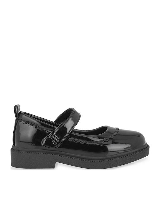 Kids Ballerinas with Hoop & Loop Closure Black