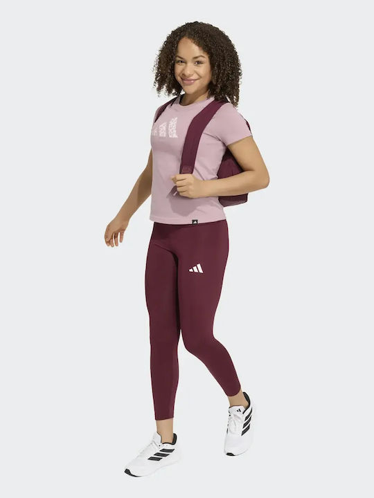 Kinderleggings Sport Lang Burgundisch Essentials 3-Stripes