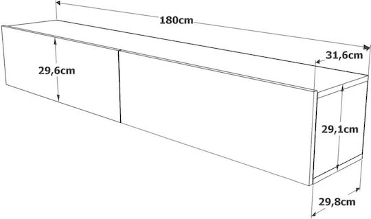 Телевизионна Мебел Антрацит + Натурален Д180xШ30xВ31.6cm