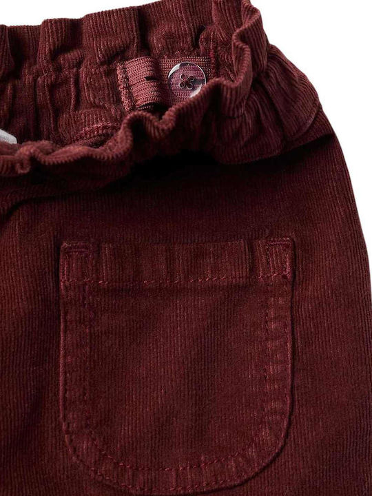 Pantaloni pentru copii din catifea raiata Burgundy