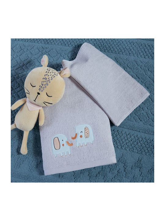 Nef-Nef Homeware Σετ Βρεφικές Πετσέτες 2τμχ Elephants Grey 70x140cm Βάρους 420gr/m² Nef-Nef Homeware Σετ Βρεφικές Πετσέτες 2τμχ Elephants Grey 70x140cm Βάρους 420gr/m²
