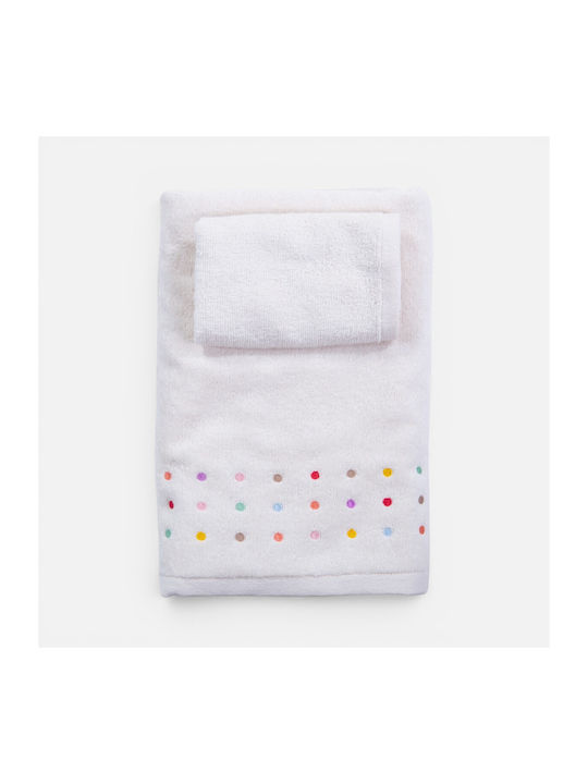 Nef-Nef Homeware Set Babyhandtücher 2 Stück Dots Ecru/Blau 70x140cm Gewicht 420gr/m²