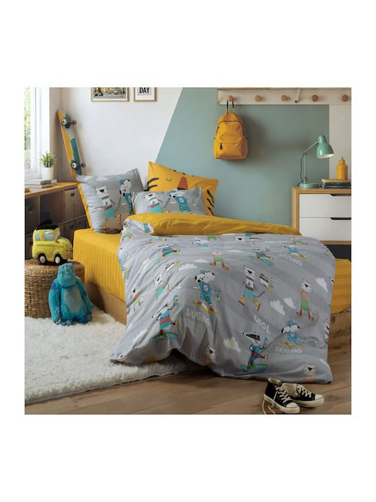 Nef-Nef Homeware Set Babyhandtücher 2 Stück Cool Skating Senf 70x140cm Gewicht 420gr/m²