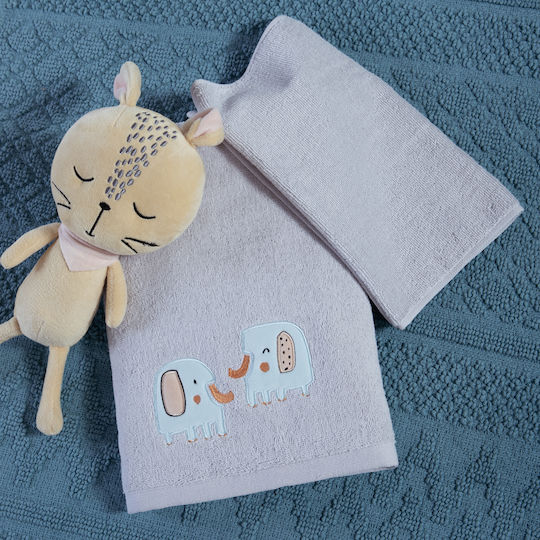 Nef-Nef Homeware Kids Bathrobe Elephants Grey Hooded
