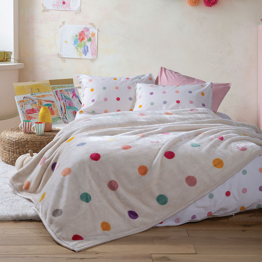 Nef-Nef Homeware Kinderbademantel Dots Ecru/Pink mit Kapuzen-