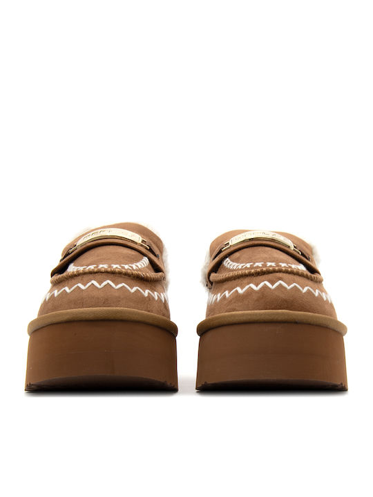 Replay Papuci de casă de iarnă pentru femei Maro