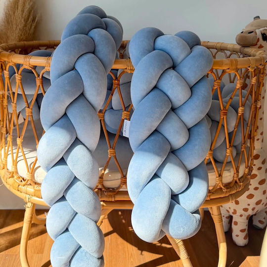 Sparrow Crib Bumper Braided Inside Blue Velvet Dusty Blue Sparrow 340cm