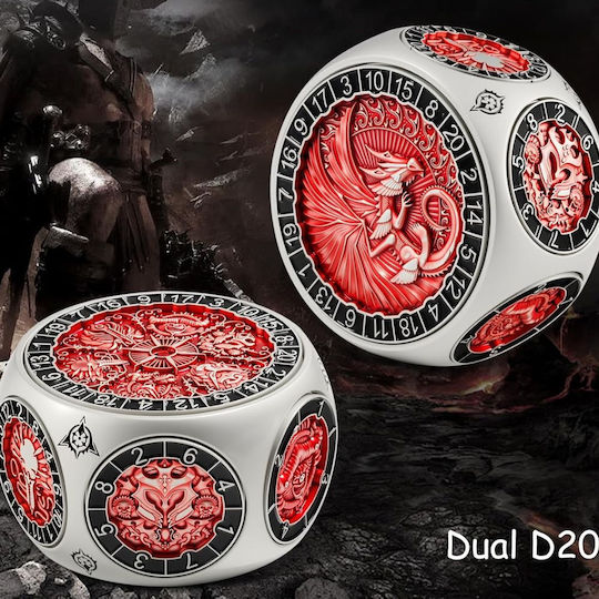 Octagon Spinner Dice Red & Silver