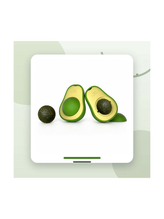 Jucărie Pentru Pisici Minge Rotativă Cu Iarba-Mâței Formă Avocado Autoadezivă Verde
